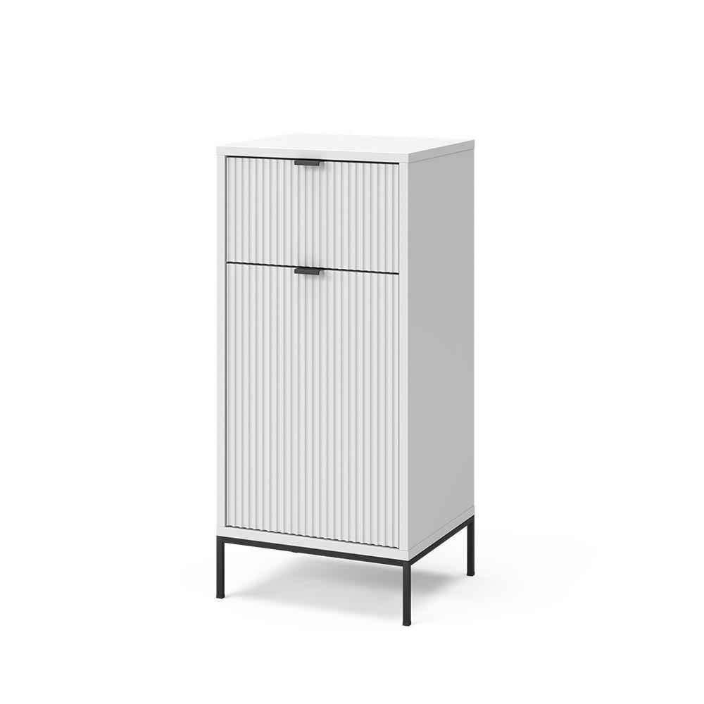 BADSCHRANK Eliza Weiß 40 x 87 cm mit Tür und Schublade - Weiß, Holzwerkstoff (40/87/35cm) - Vicco