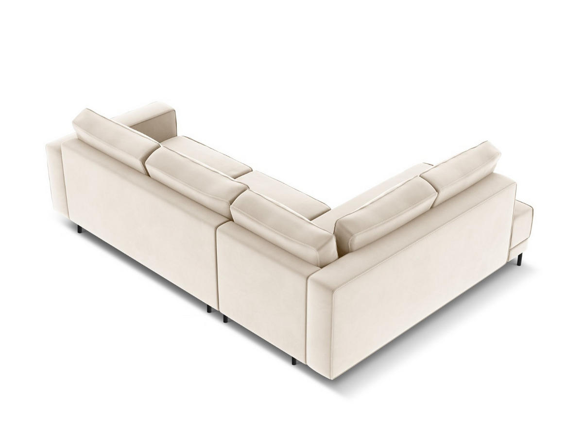 AUSKLAPPBARES-ECKSOFA links Caro aus Samt leichtes beige 5 Sitzplätze - Beige, Textil (187/247cm) - Micadoni
