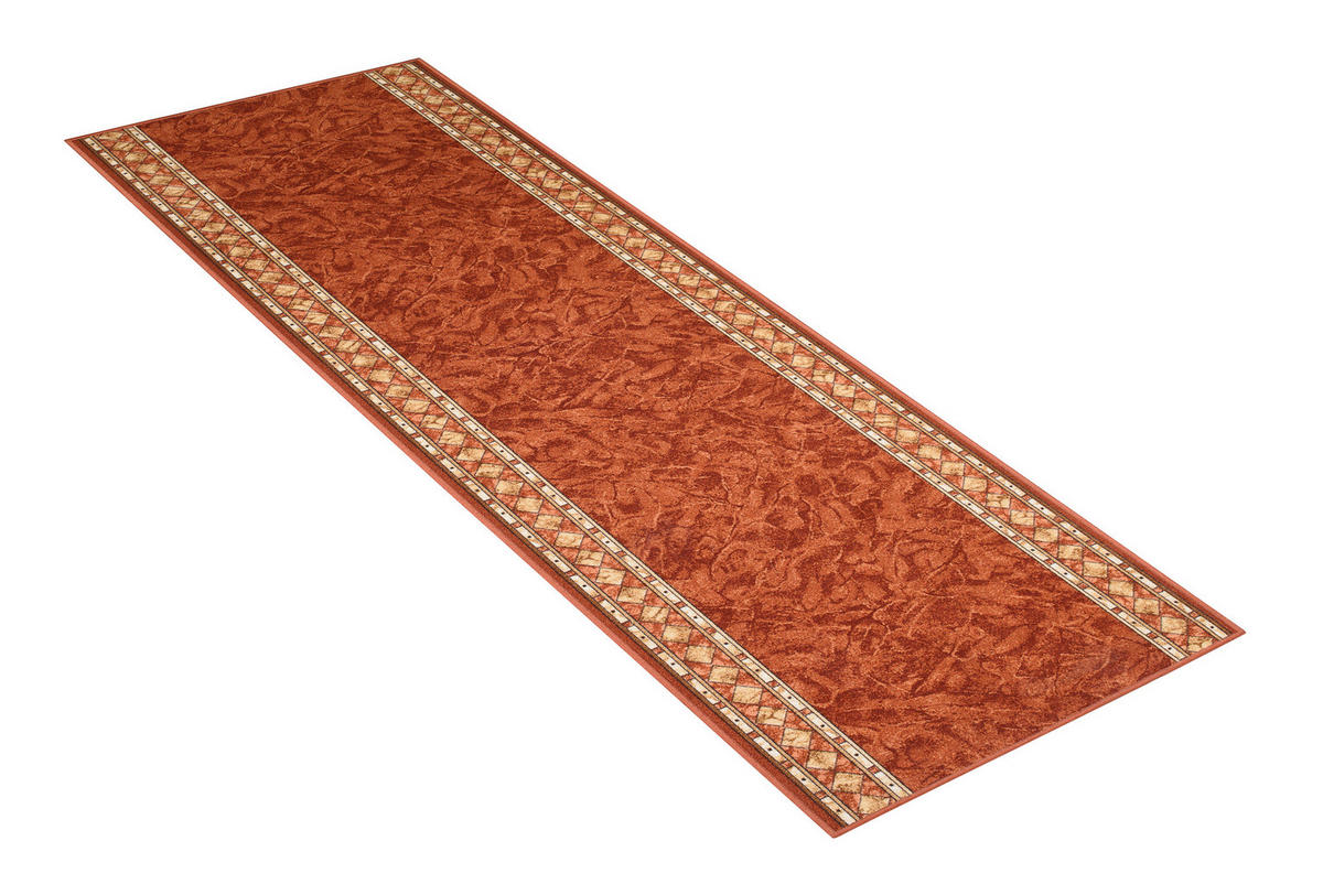 TEPPICHLÄUFER Anti-Rutsch Dunkelorange Braun rutschfest Gummiunterlage 80/1400 cm - Braun/Orange, Textil (80/1400cm) - Tapiso