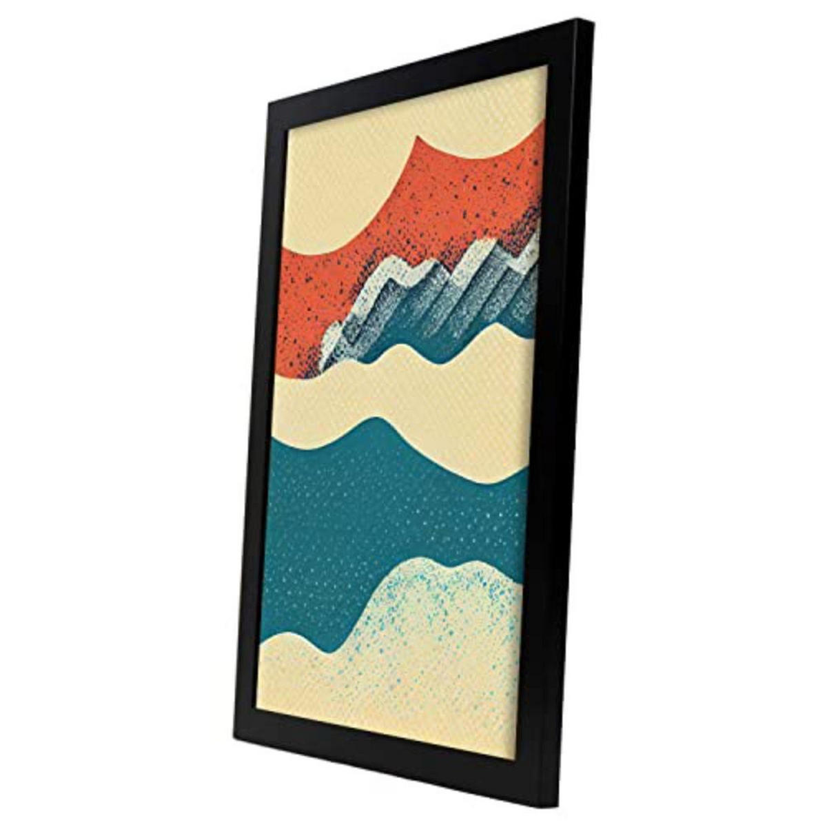 POSTER Set mit 4 Abstrakt Wellen Moderne Galaxien A3 Schwarzer Rahmen - Schwarz, Papier (29.7/3cm) - Nacnic