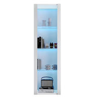 VITRINE 55/38/166 cm in Weiß Hochglanz mit LED-Beleuchtung und 3 Glasböden - Weiß, Holzwerkstoff (55/166/38cm) - Flora Grace
