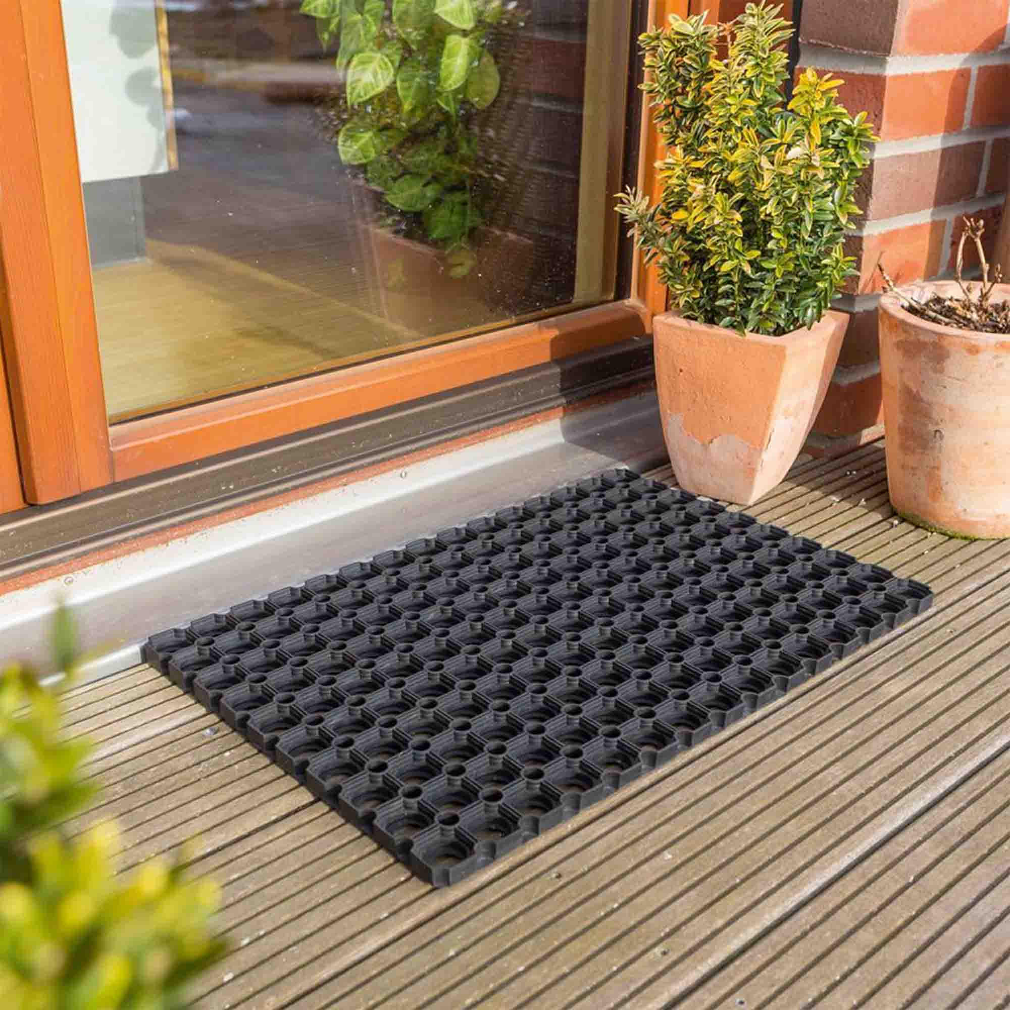 FUSSMATTE AUßEN QUADRO - Schwarz, Textil (80/120cm) - Astra