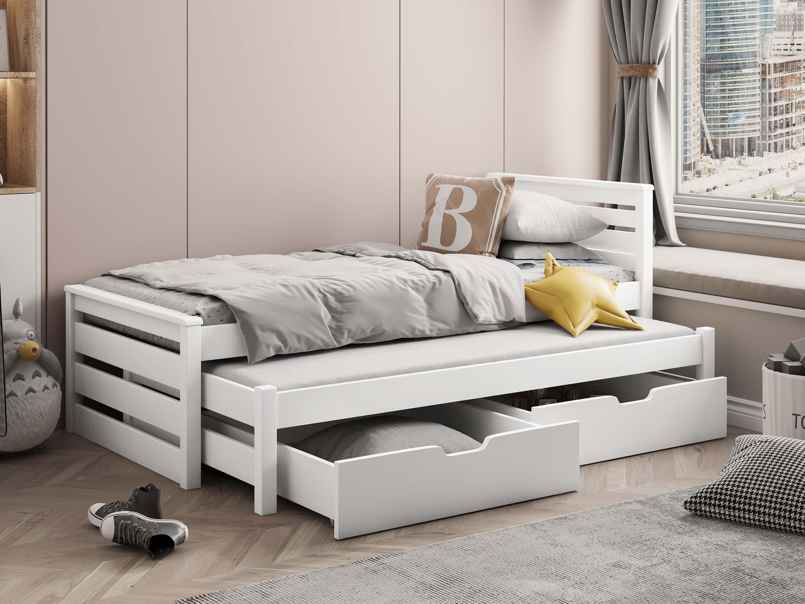 KINDERBETT Calwin 90 mit Ausziehbett - Weiß, Holz (90/200cm) - MIRJAN24