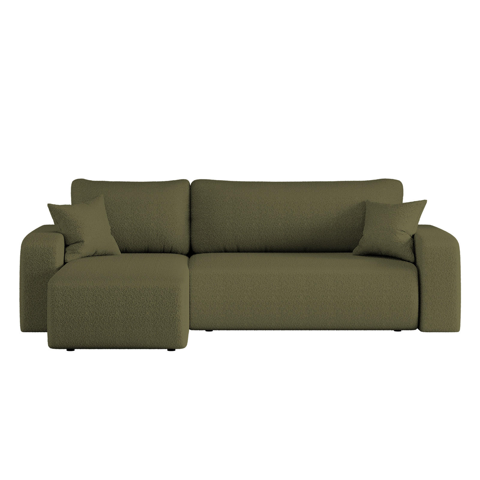 ECKSOFA L-FORM Schlaffunktion Und Bettkasten Eckcouch MILANO L Stoff Quelle Olive Rechts - Olivgrün, Holz/Textil (244/142cm) - Kaiser Möbel