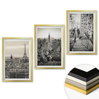 WANDBILDER 3er Set - 40x60 cm Goldrahmen - Aussicht Paris New York Treppen - Goldfarben, Kunststoff (40/60cm) - ArtPrintCave