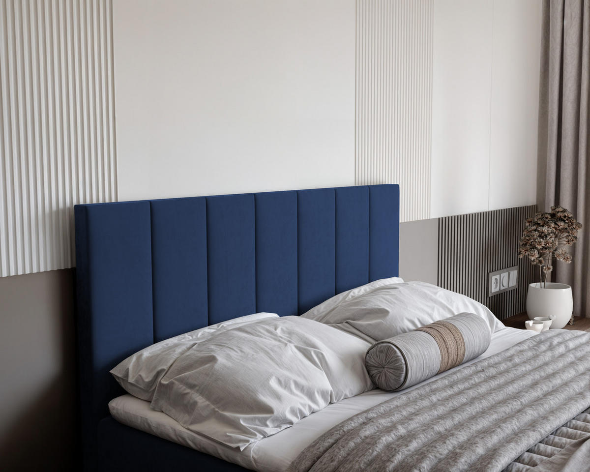 BOXBETT ZELTO 200/200 cm, mit Matratze und Topper, Marineblau - Dunkelblau, Holzwerkstoff/Textil (200/200cm) - Idohome