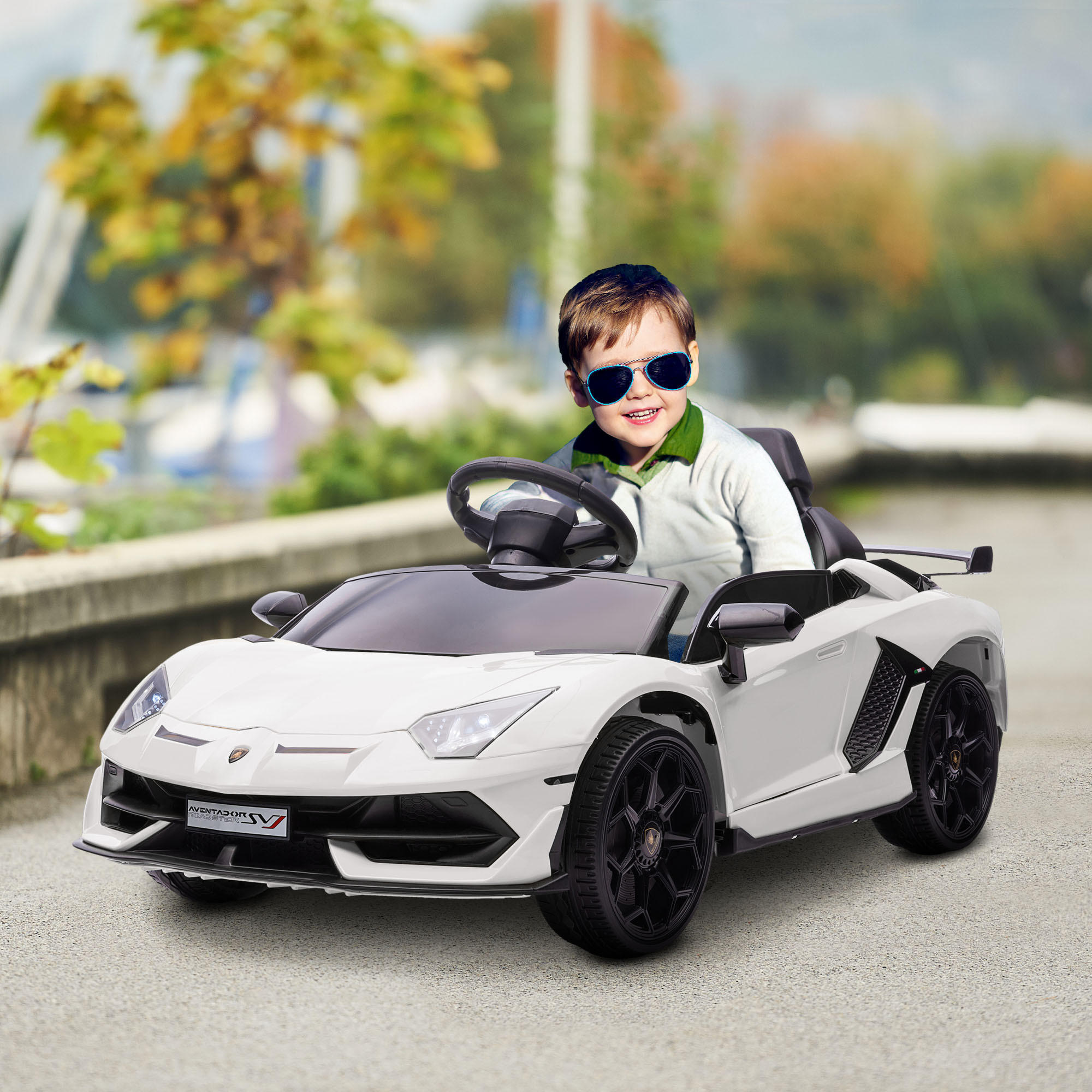 KINDER ELEKTROAUTO, Rot/Weiß, Kunststoff+ Metall - Weiß, Metall (107.5/63/42cm) - HOMCOM