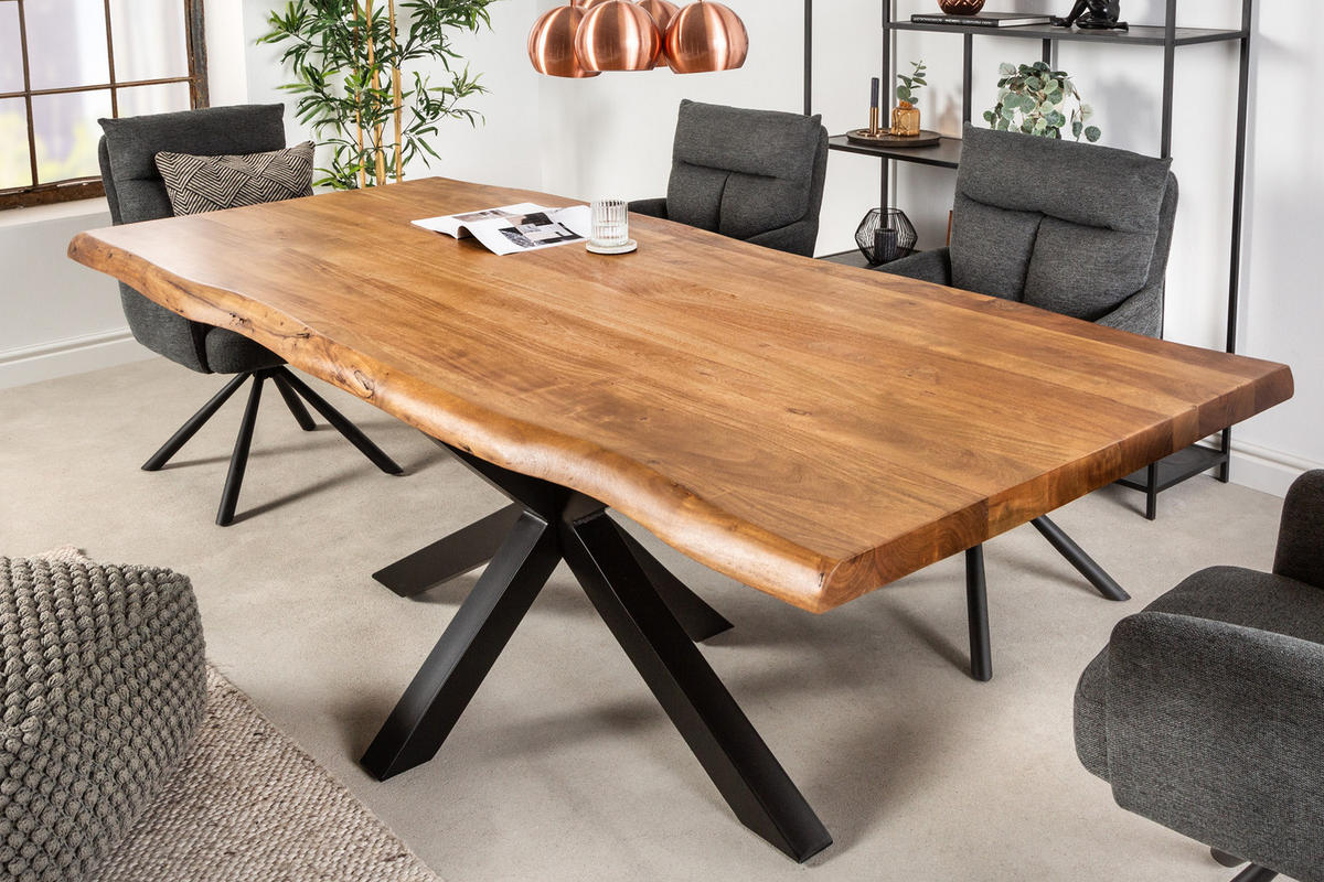 ESSTISCH MAMMUT NATURE Akazie 220cm - Schwarz/Braun, Holz/Metall (100/220/77cm) - riess-ambiente