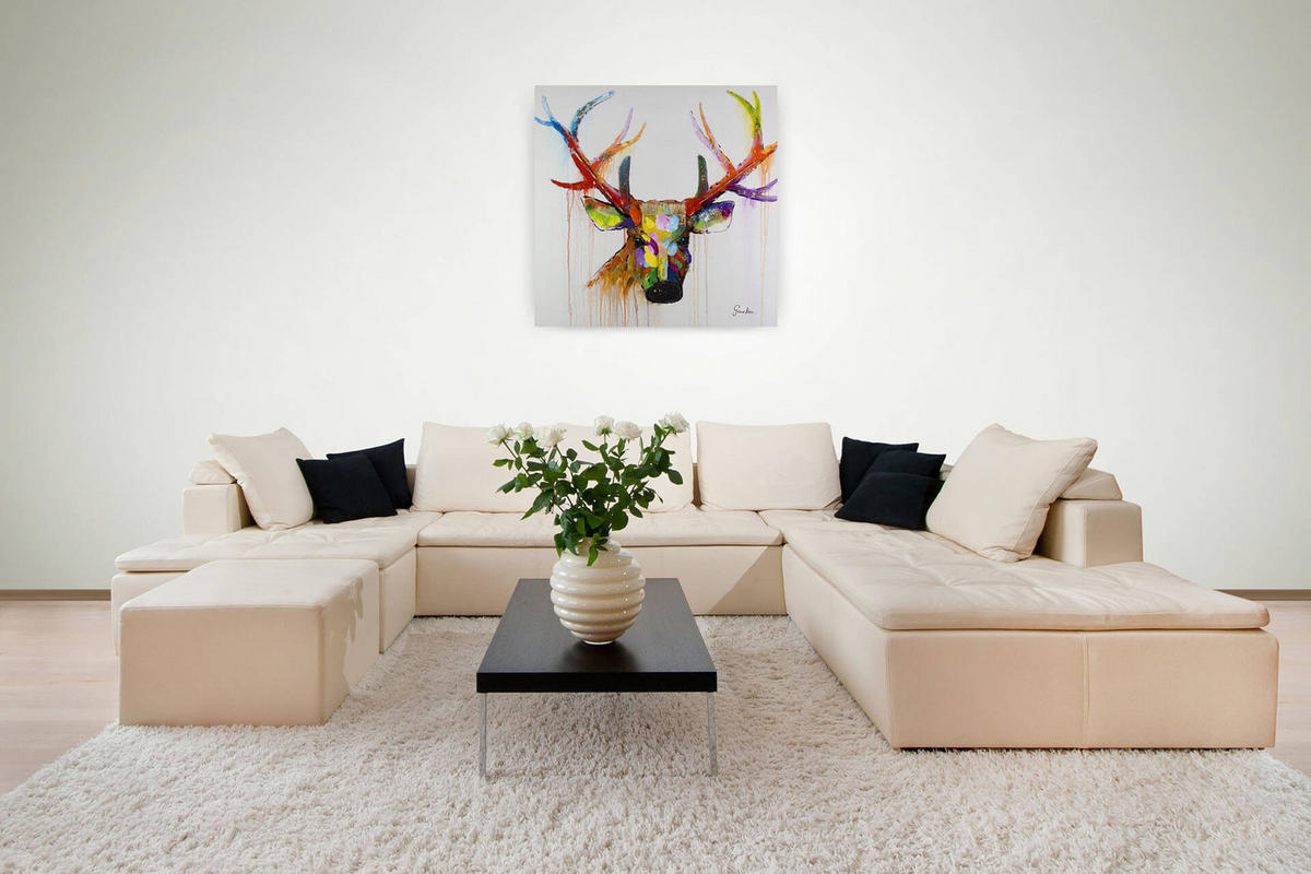 ÖLGEMÄLDE 80/80 cm - Blau/Gelb, Holz/Textil (80/80cm) - KUNSTLOFT