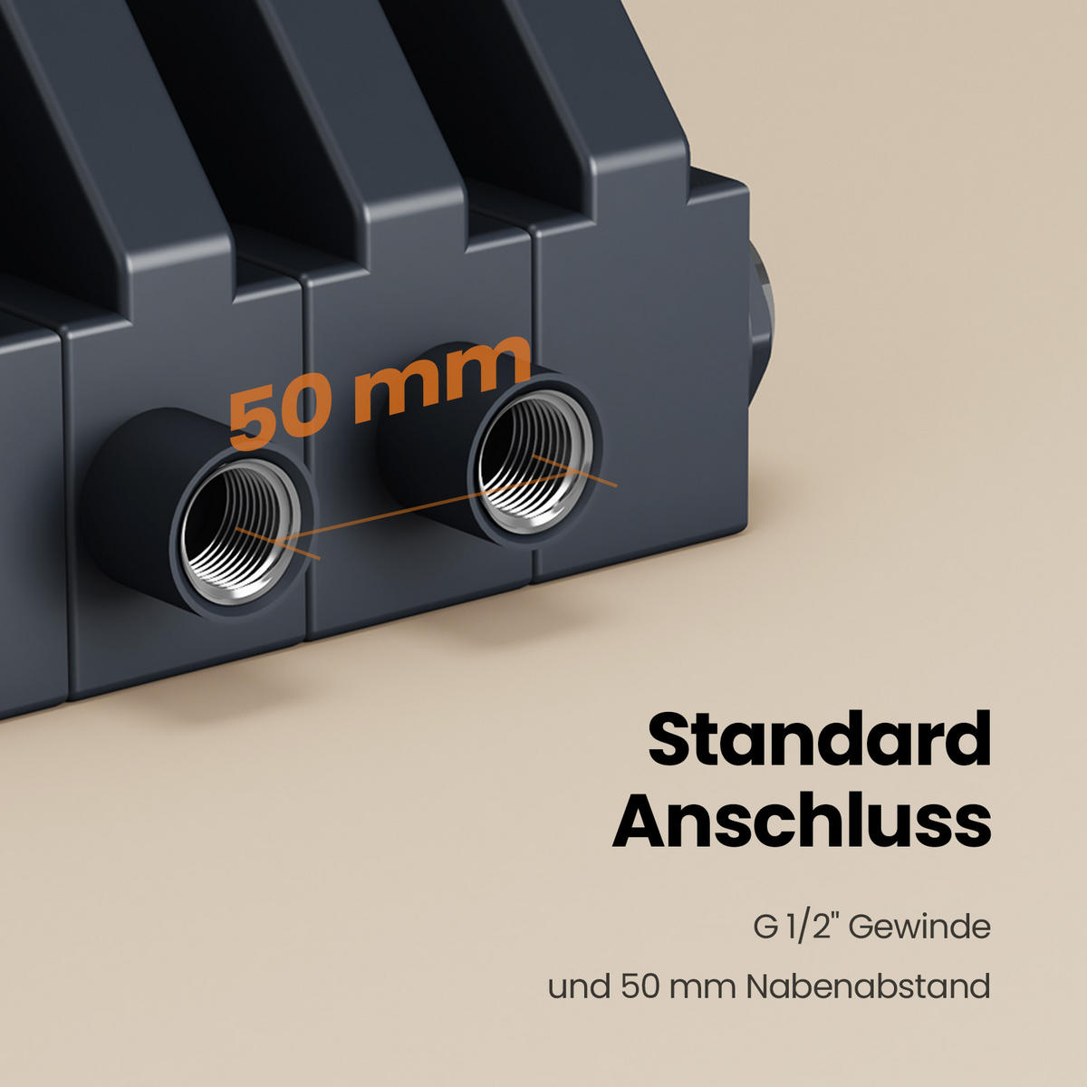HEIZKÖRPER D-Profil Vertikal Mittelanschluss Anthrazit 60/84 cm - Anthrazit, Metall (84/60/10cm) - EMKE