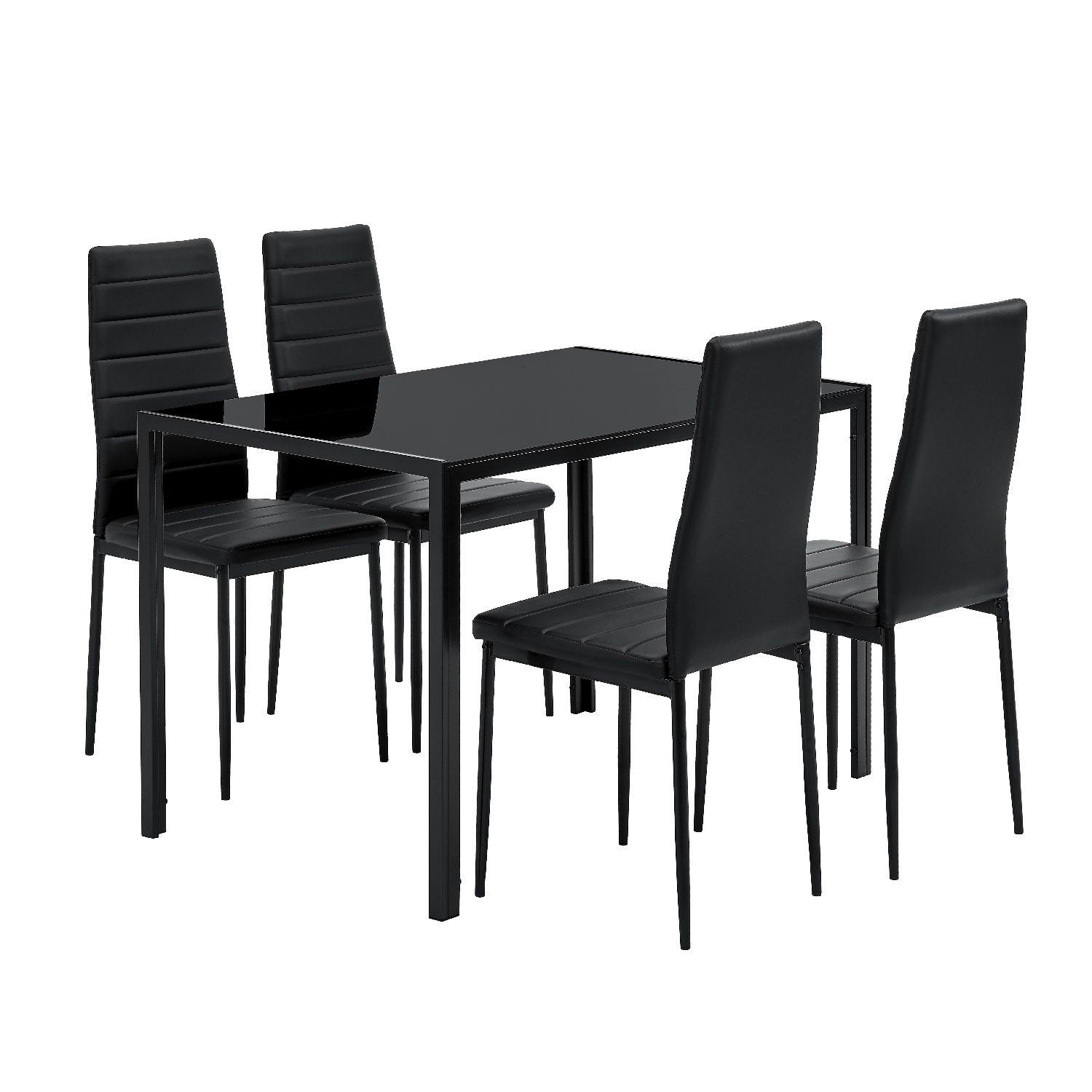 ESSGRUPPE Dalya mit Tisch und 4 Stühlen - Schwarz, Metall (70/75/120cm) - Juskys
