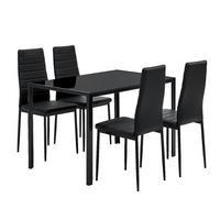 ESSGRUPPE Dalya mit Tisch und 4 Stühlen - Schwarz, Metall (70/75/120cm) - Juskys