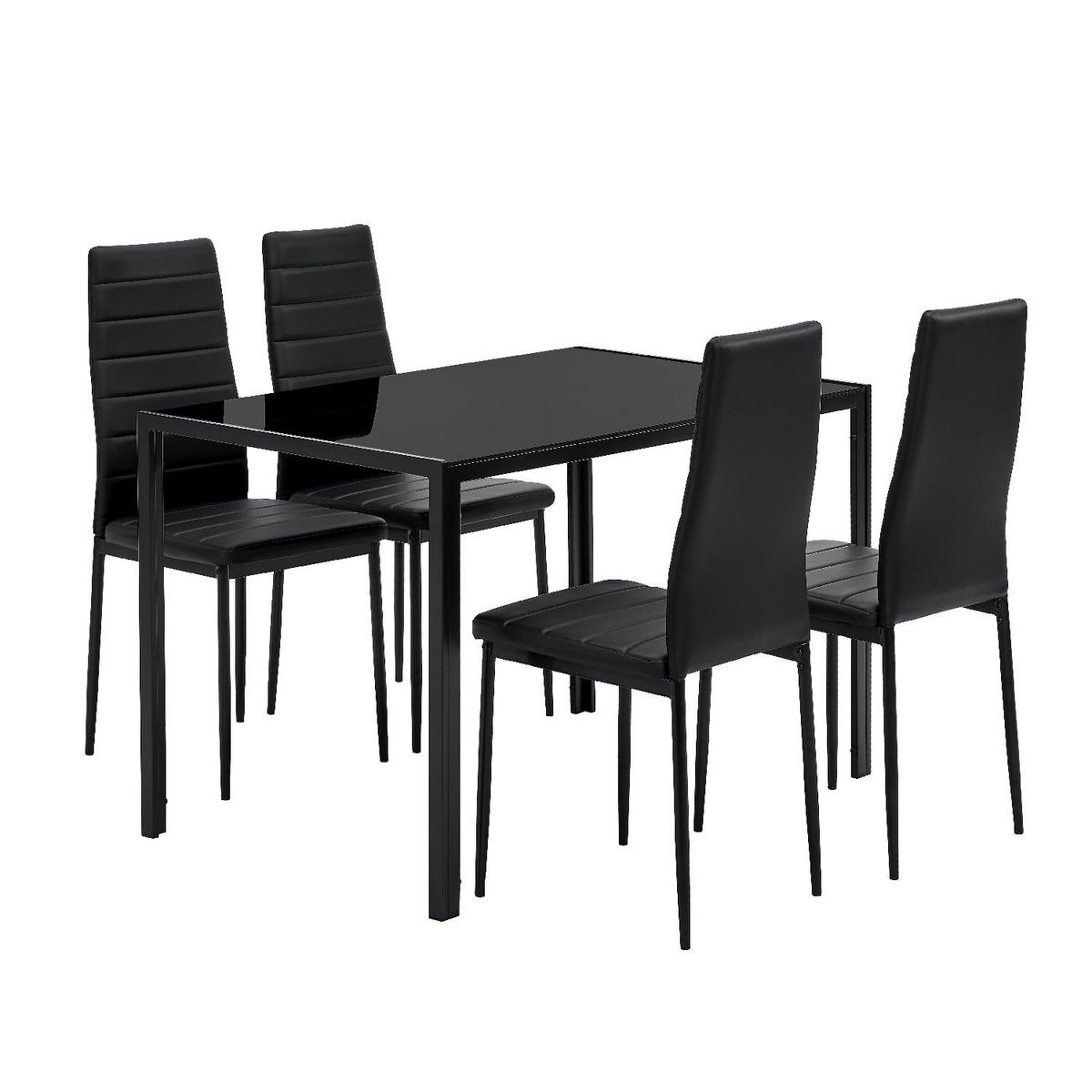 ESSGRUPPE Dalya mit Tisch und 4 Stühlen - Schwarz, Metall (70/75/120cm) - Juskys