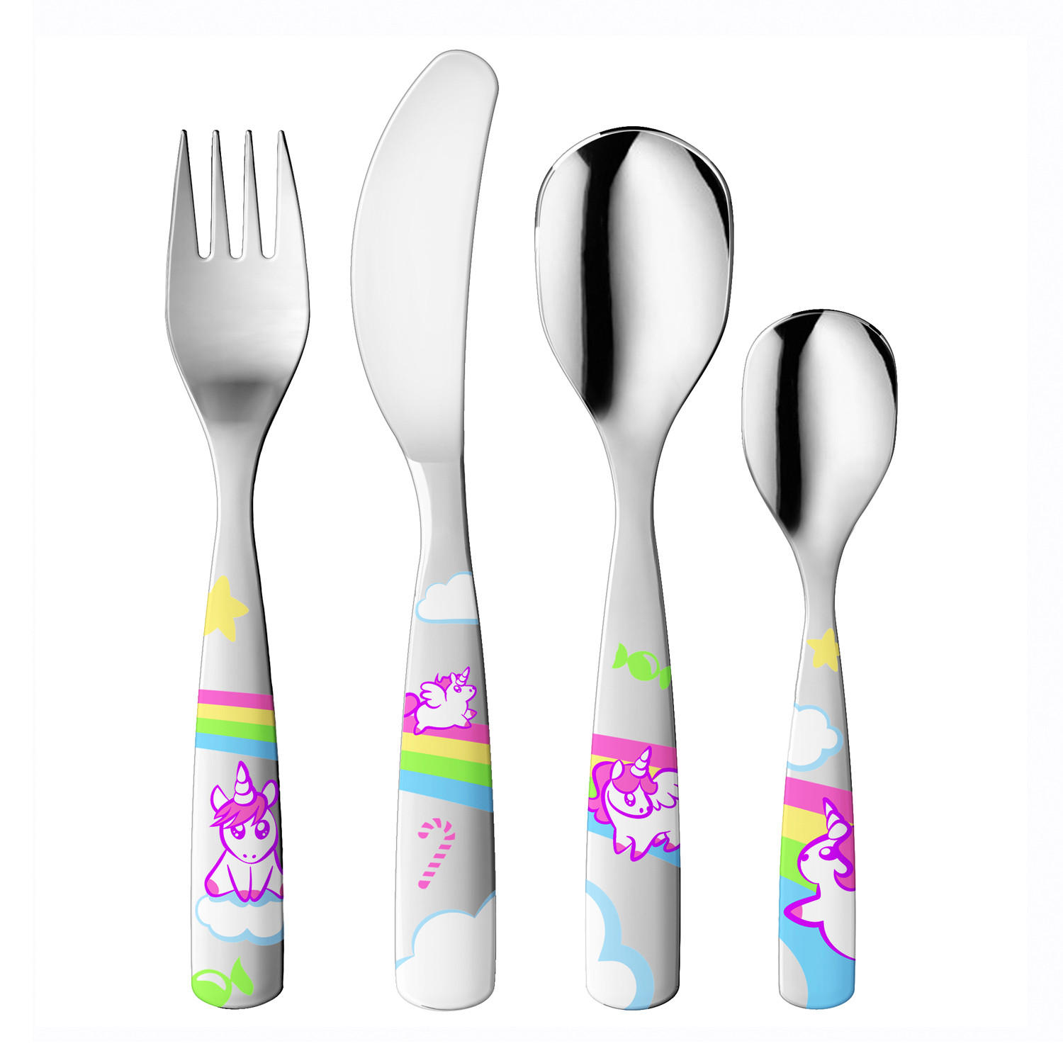 KINDERBESTECK Kleine Einhörner - Set, 4-teilig - Multicolor, Metall - gnali & zani