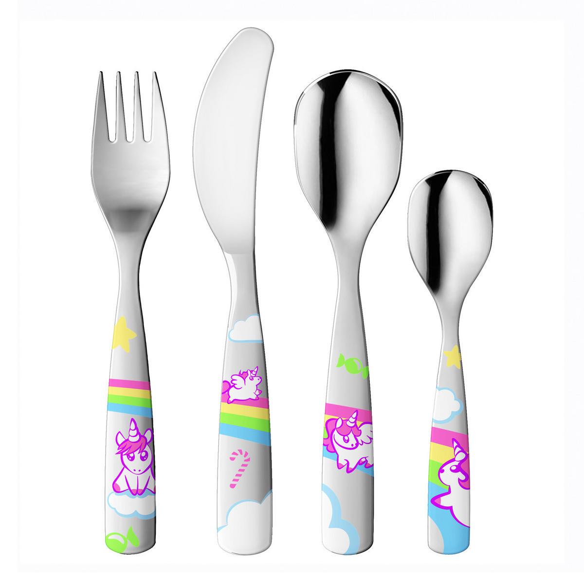 KINDERBESTECK Kleine Einhörner - Set, 4-teilig - Multicolor, Metall - gnali & zani