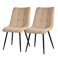 ESSZIMMERSTÜHLE 2ER-SET Hellbraun Stoffbezug - Hellbraun/Schwarz, Textil/Metall (49/89/60.5cm) - ML-DESIGN