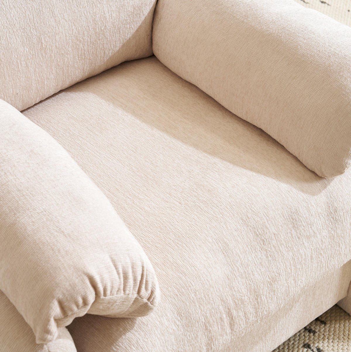 SESSEL mit Armlehnen 96 x 82 x 84 cm Chenille Beige - Beige, Holzwerkstoff (82/84/96cm) - Meubliv