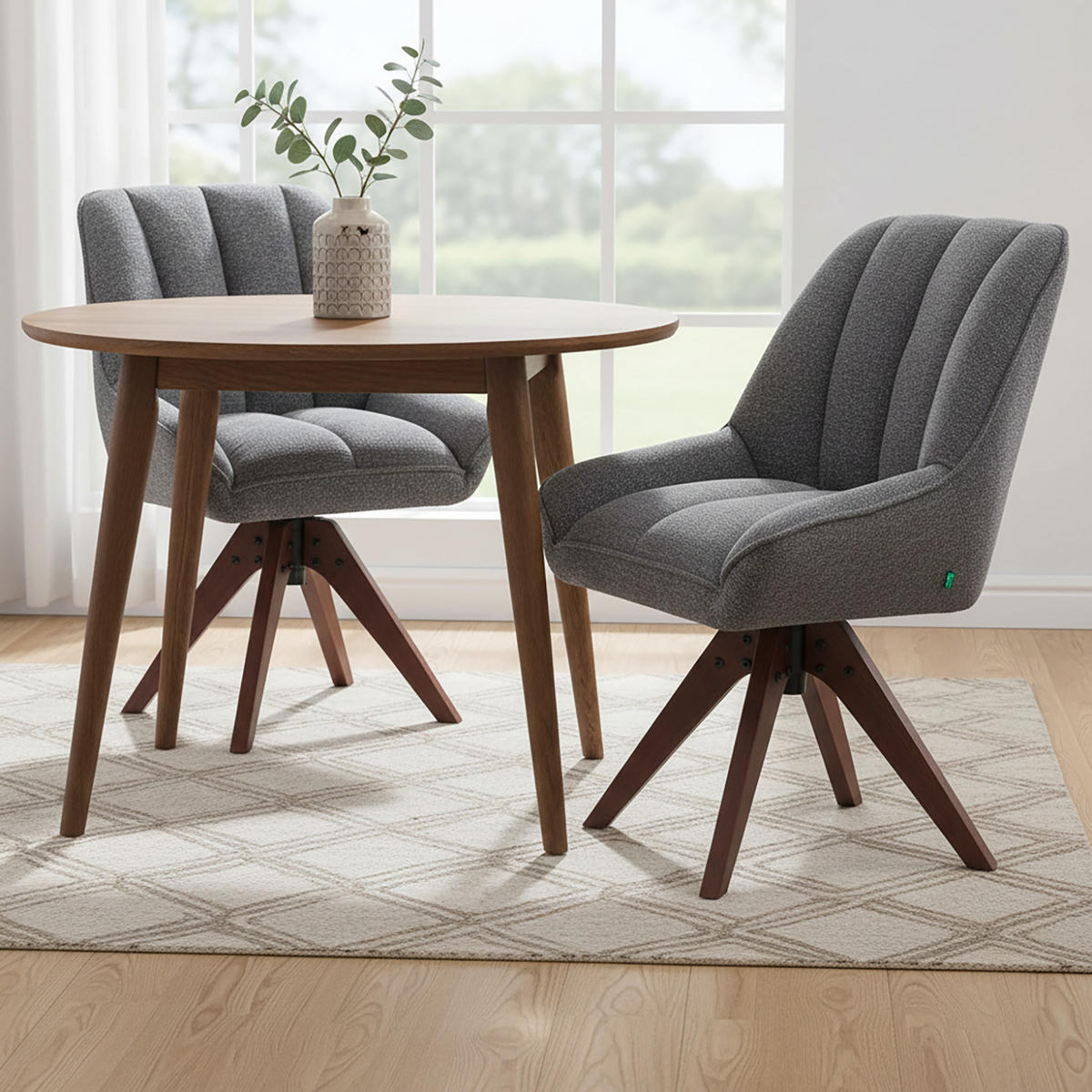 DREHSTUHL Mika-Lio 2er-Set - Nussbaumfarben/Grau, Eichenholz/Holz (60/88/68cm) - DUBI Möbel