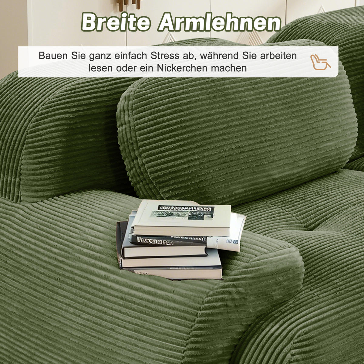 ECKSOFA modular rahmenlos Cord Green - Grün, Textil (298/75/103cm) - IVMEU