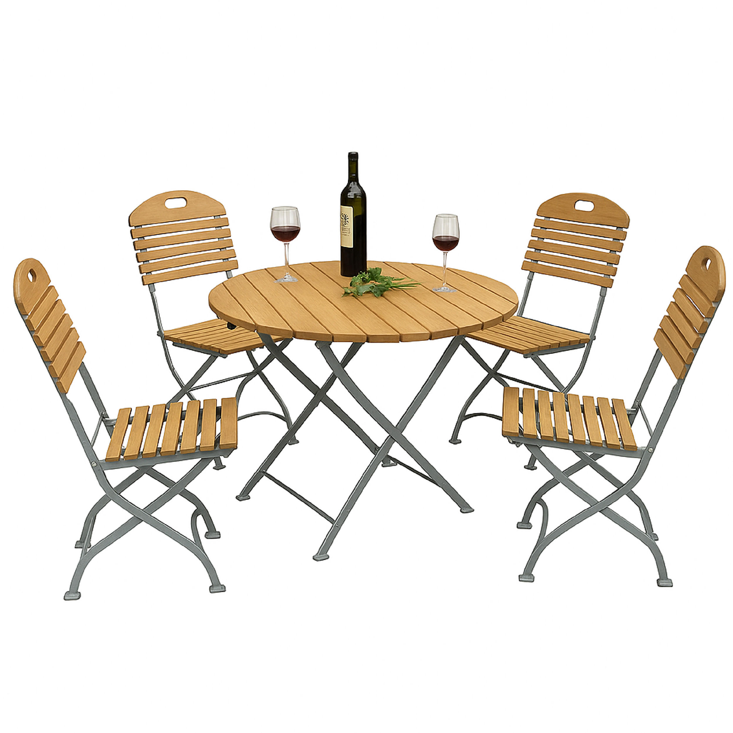 SITZGRUPPE Bad Belzig 5-teilig - Garten Set für 4 Personen - Gartensitzgruppe - Flachstahl verzinkt - Robinie - Grau, Holz - TPFGarden