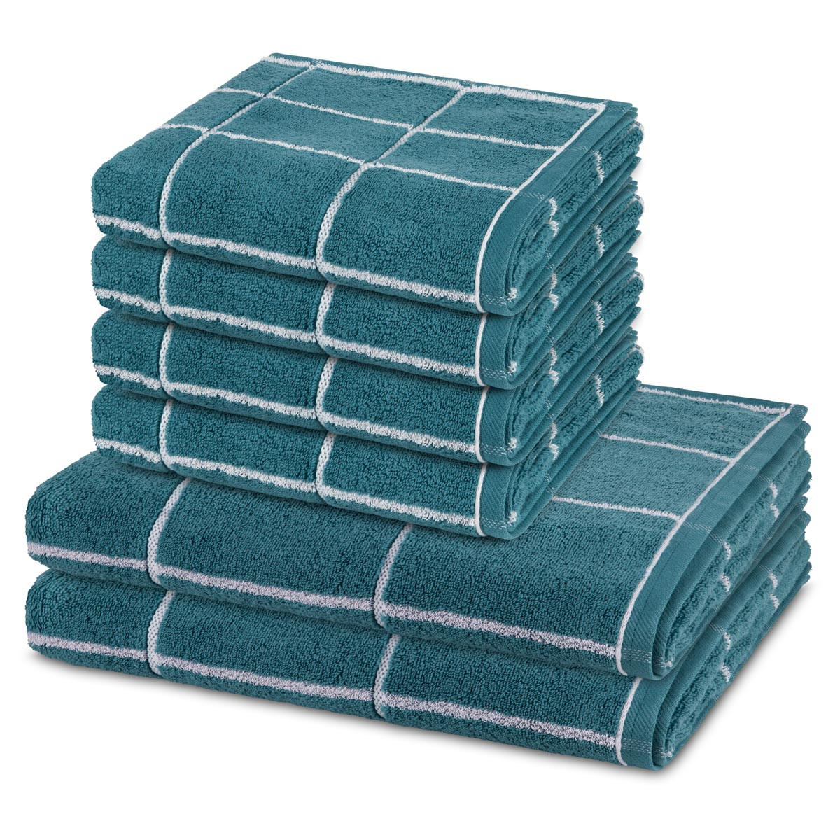 FROTTIERSET Sensual Skin Karo 6-teilig - Dunkelgrün, Textil (50/100cm) - Ross