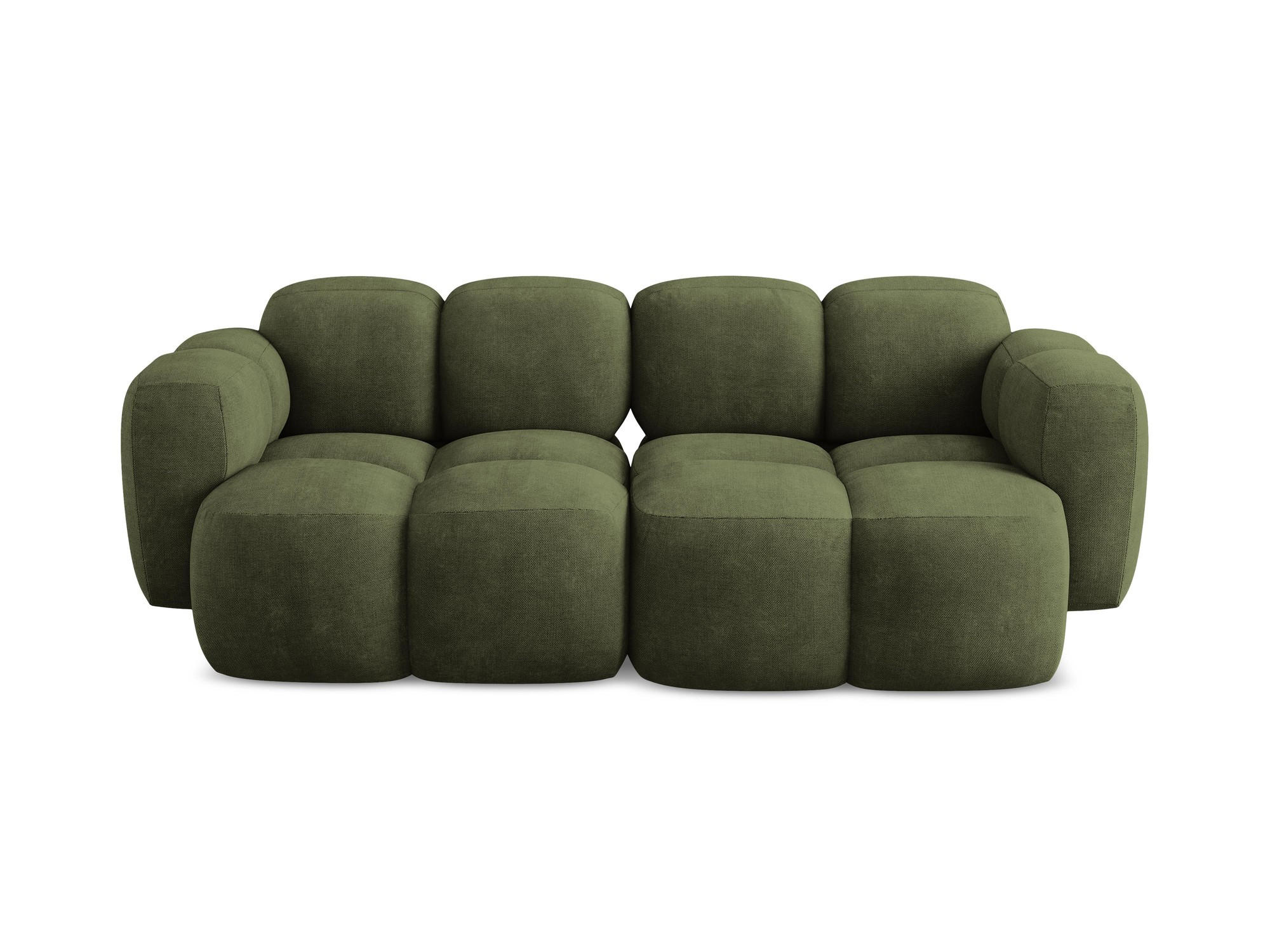 2-SITZER SOFA Chenille Stoff Grün - Schwarz/Olivgrün, Holzwerkstoff/Kunststoff (210/72/115cm) - Makamii