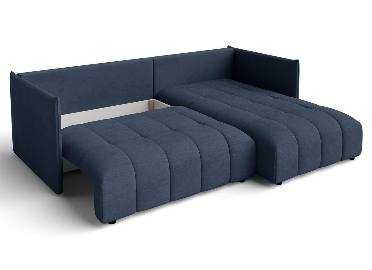 ECKSOFA L Form Cosmova Blau 245/182/83 cm mit Schlaffunktion - Blau/Schwarz, Kunststoff/Textil (245/182cm) - AX Living
