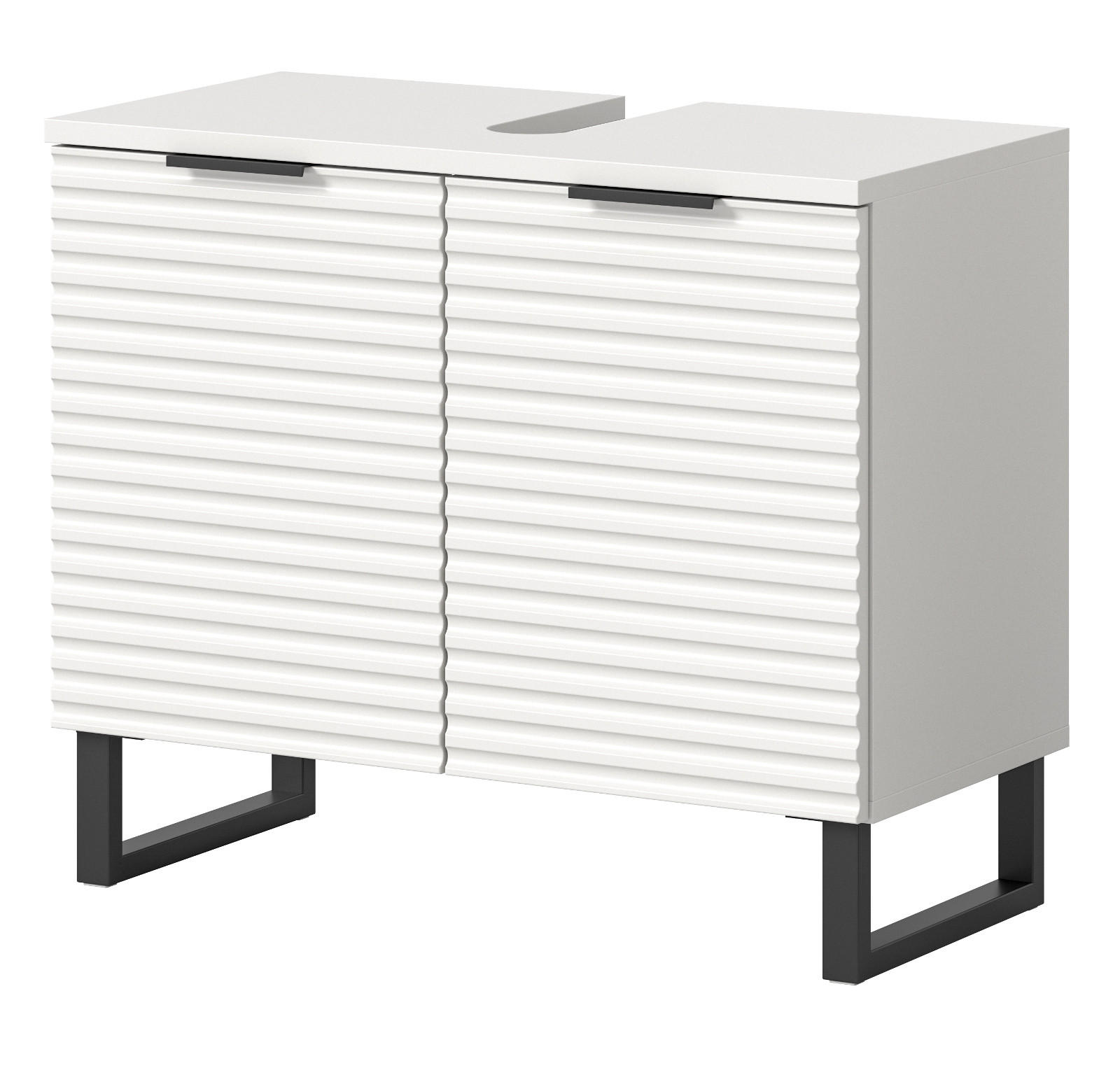 WASCHBECKENUNTERSCHRANK weiß 70 cm, mit Soft-Close - Schwarz/Weiß, Holzwerkstoff/Metall (70/59/34cm) - Inn.Furn