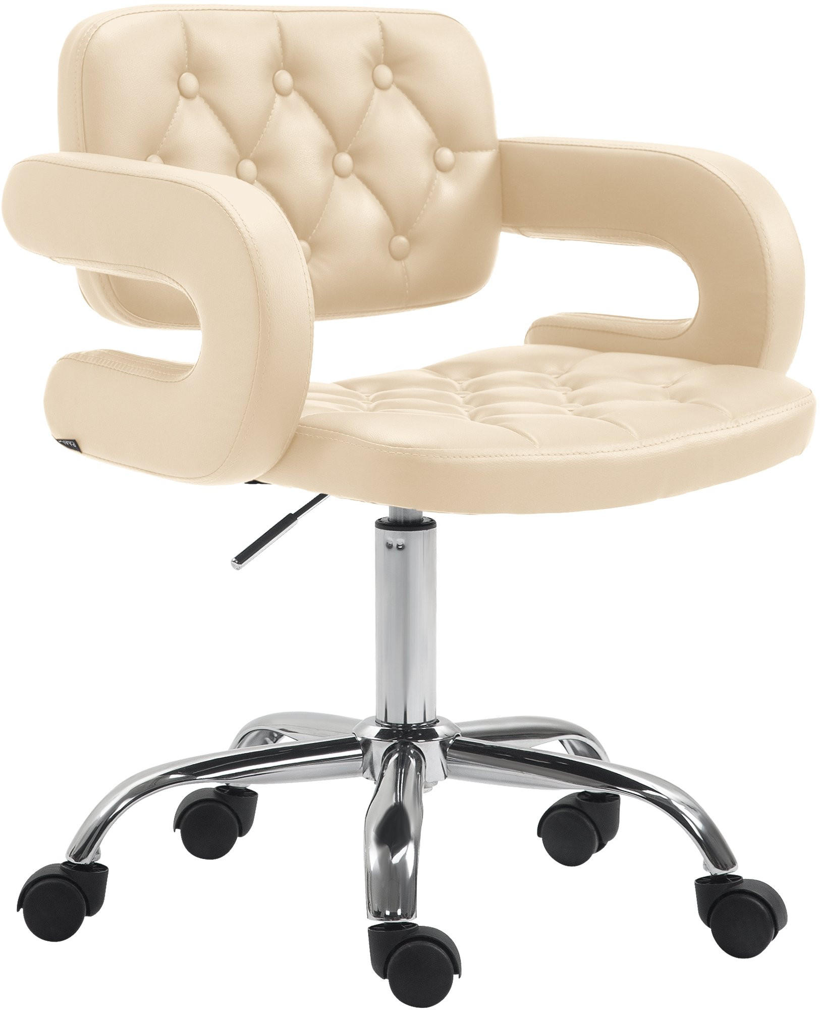 DREHSTUHL Lederlook creme - Chromfarben/Creme, Textil/Metall (62/78/55cm) - CLP