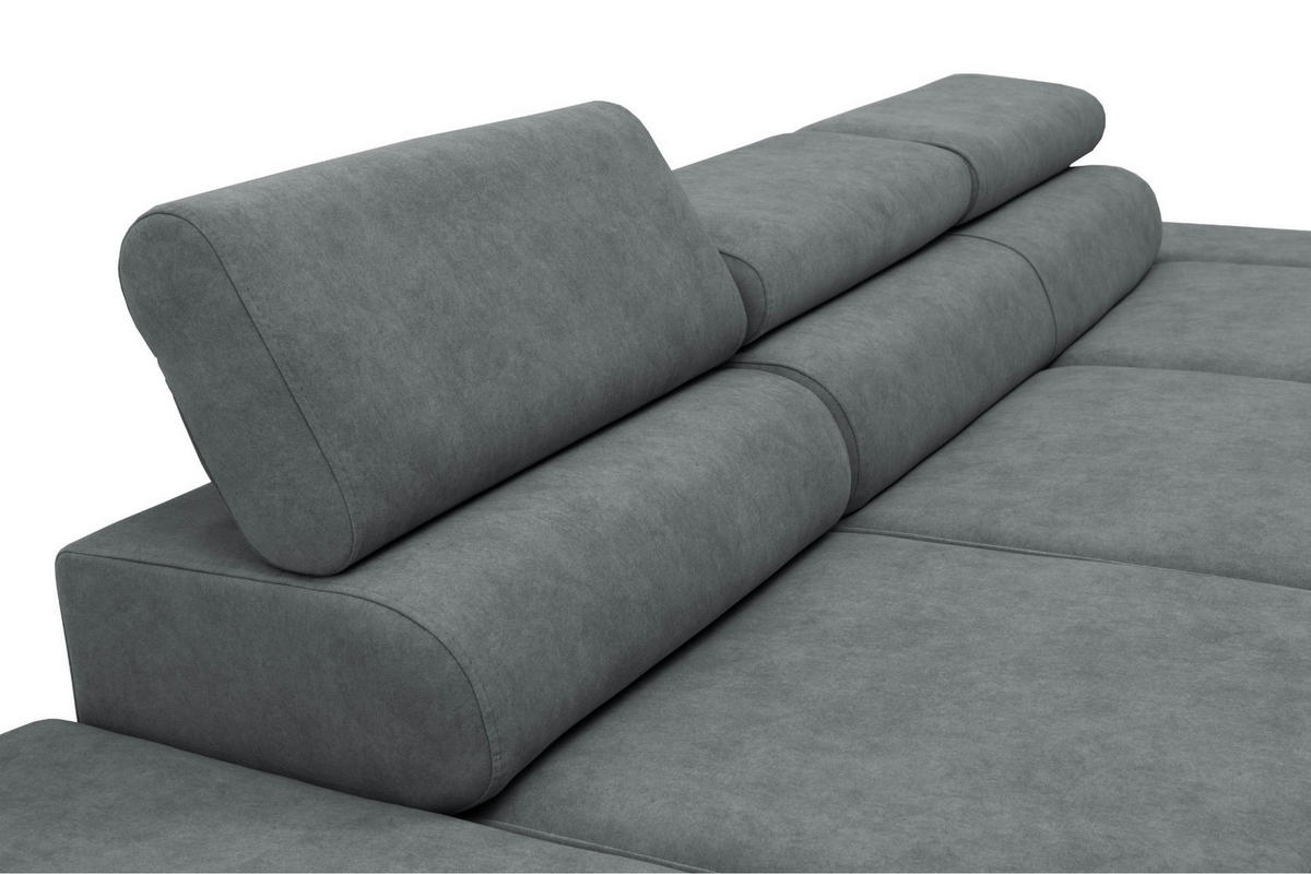 ECKSOFA JAZZ L Links mit Schlaffunktion 127x216 Velours Grau - Schwarz/Grau, Holz/Textil (285/237cm) - Muffo