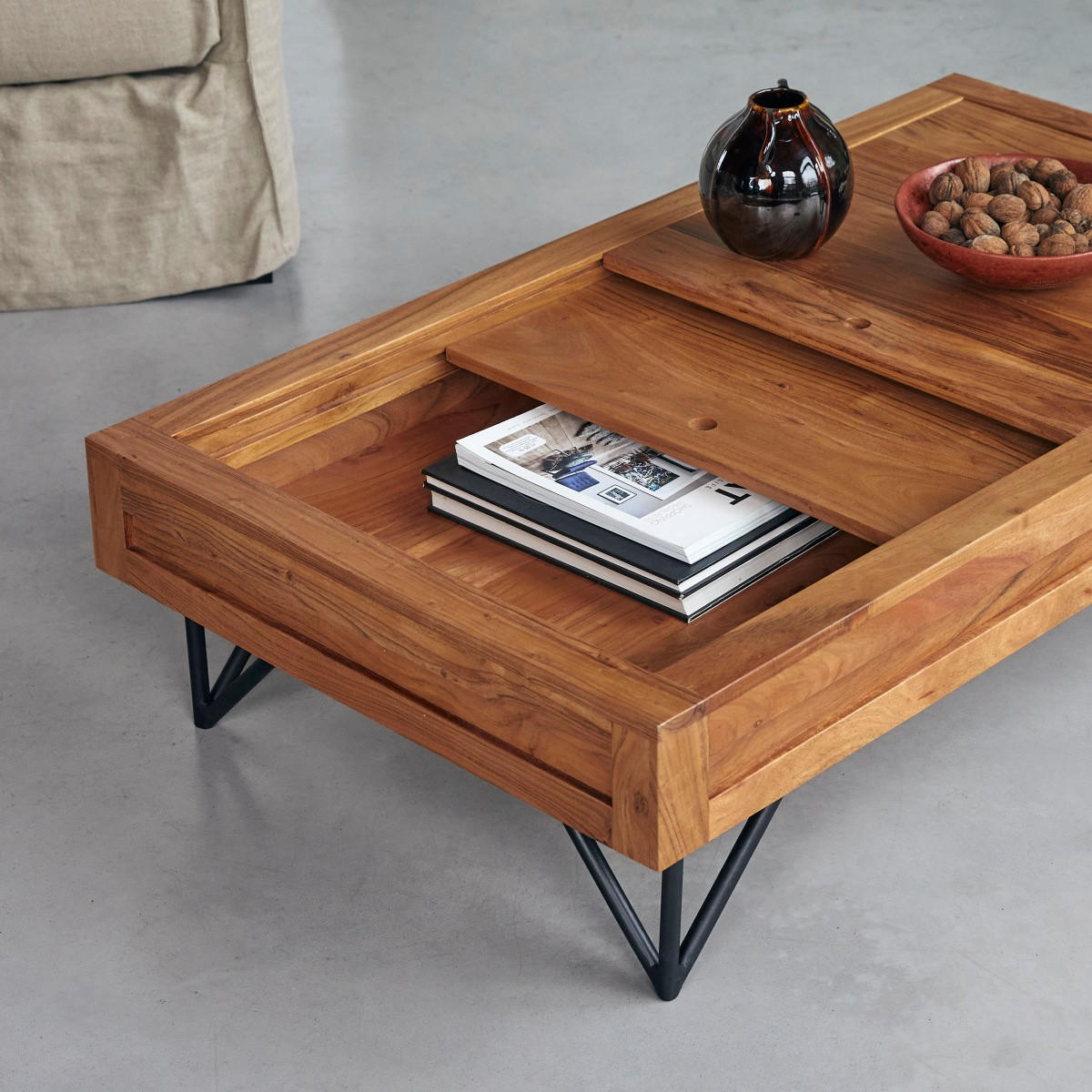 COUCHTISCH Bonnie Dunkelbraun aus Akazie - Dunkelbraun, Holz (68/120/30cm) - Tikamoon