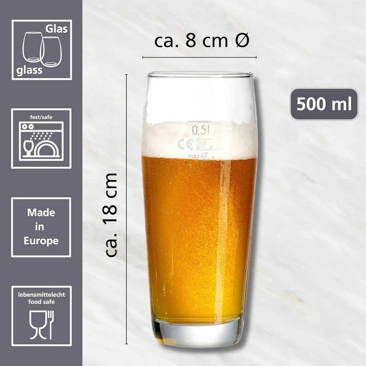 BIERGLÄSER Willi transparent 0,5 Liter 6er Set - Transparent, Glas (0.5L) - Ritzenhoff Breker
