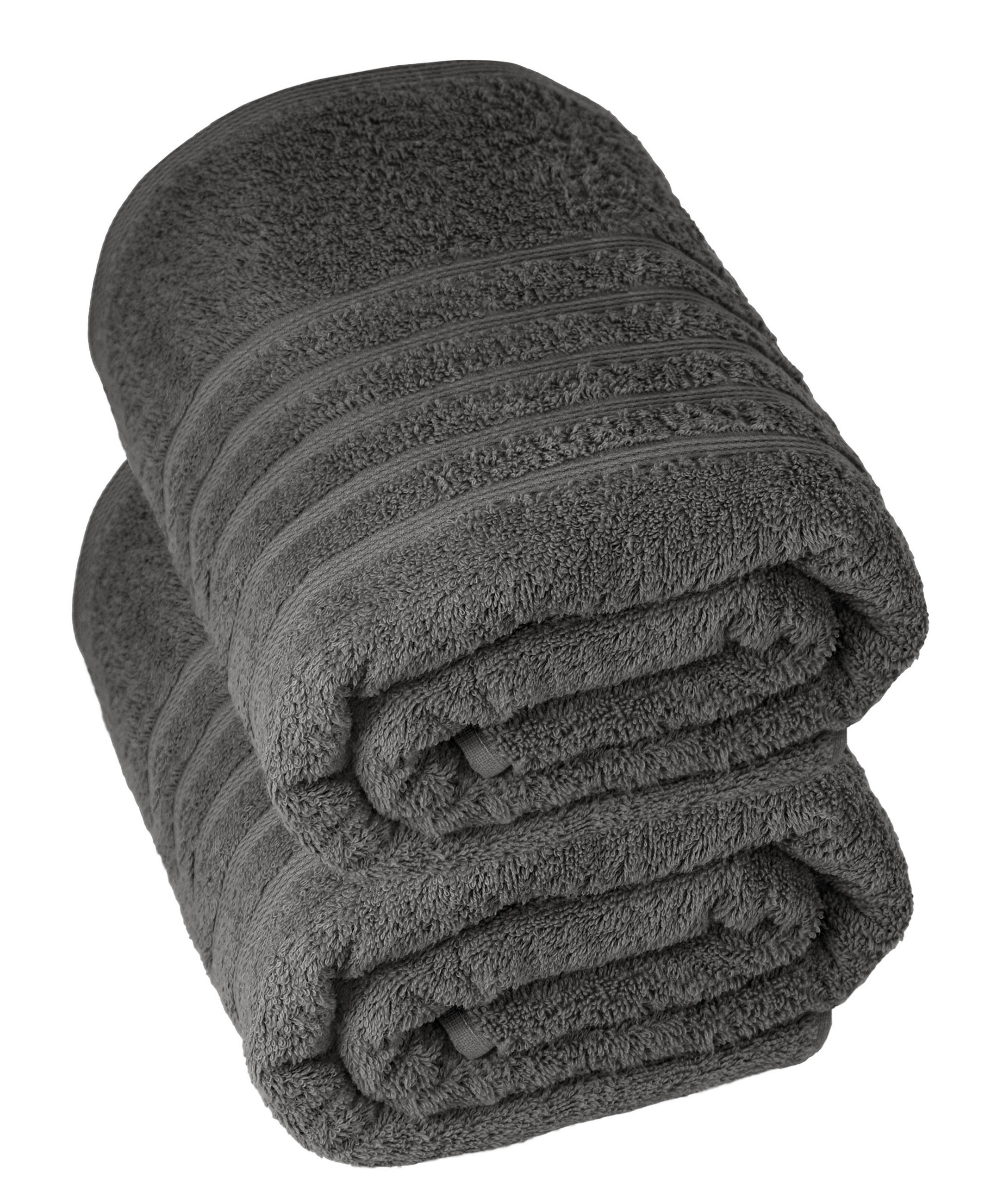 BADETUCH London Anthrazit Grau 2er Set 100x150 - Anthrazit, Textil (100/150cm) - Lashuma