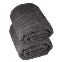 BADETUCH London Anthrazit Grau 2er Set 100x150 - Anthrazit, Textil (100/150cm) - Lashuma