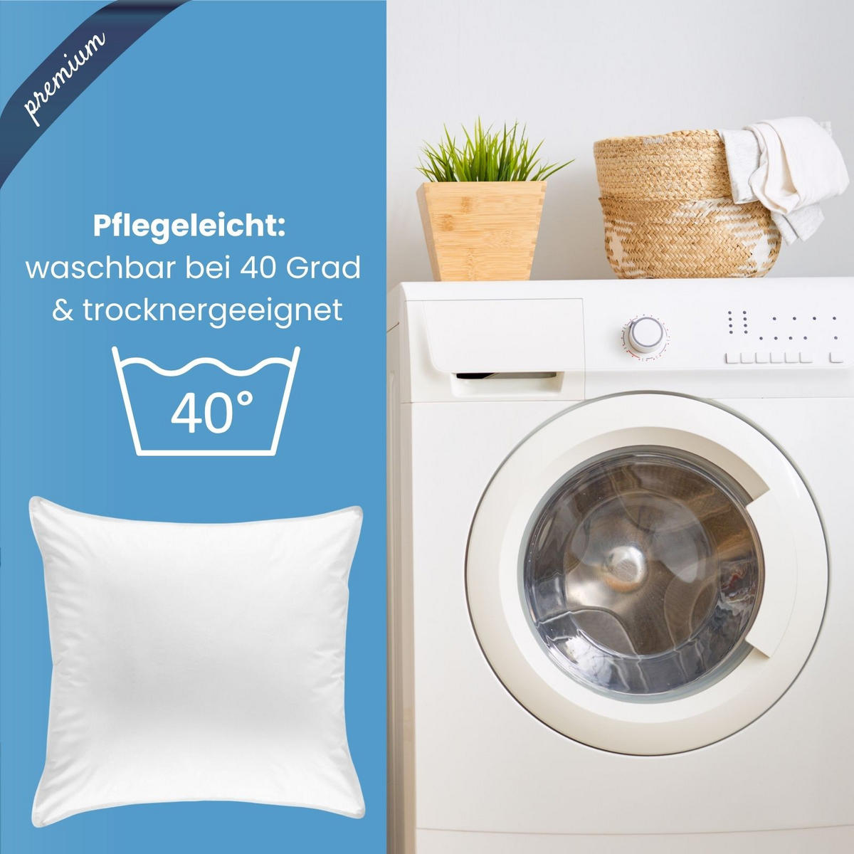 KOPFKISSEN 90% Federn & 10% Daune 80/80 cm - Weiß, Textil (80/80cm) - wometo