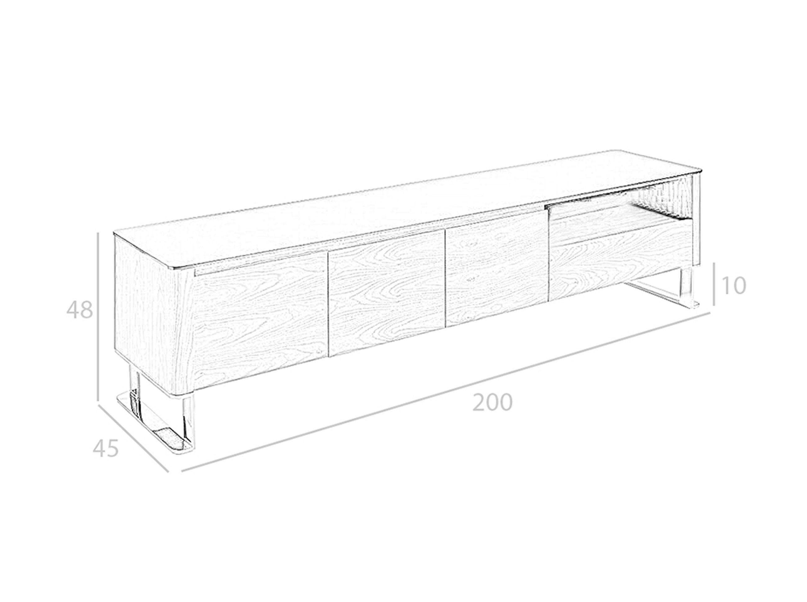 TV-ELEMENT Walnuss Schwarz 200/45/48 cm - Walnussfarben/Schwarz, Holz/Metall (200/48/45cm) - ANGEL CERDA