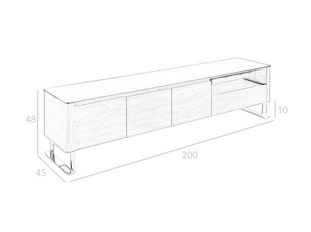 TV-ELEMENT Walnuss Schwarz 200/45/48 cm - Walnussfarben/Schwarz, Holz/Metall (200/48/45cm) - ANGEL CERDA