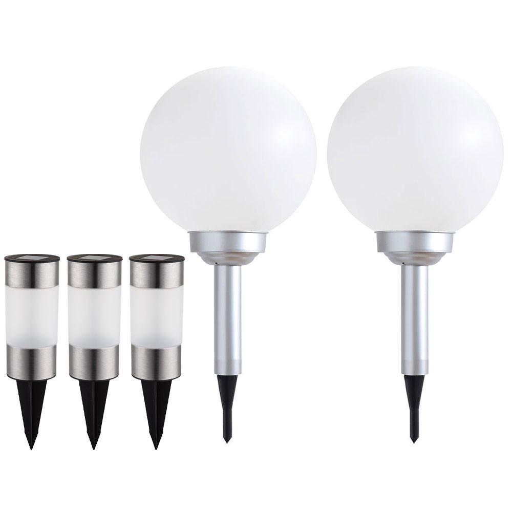 LED AUSSENLEUCHTE Kugel Silber - Silberfarben, Kunststoff (15/15/42.5cm)