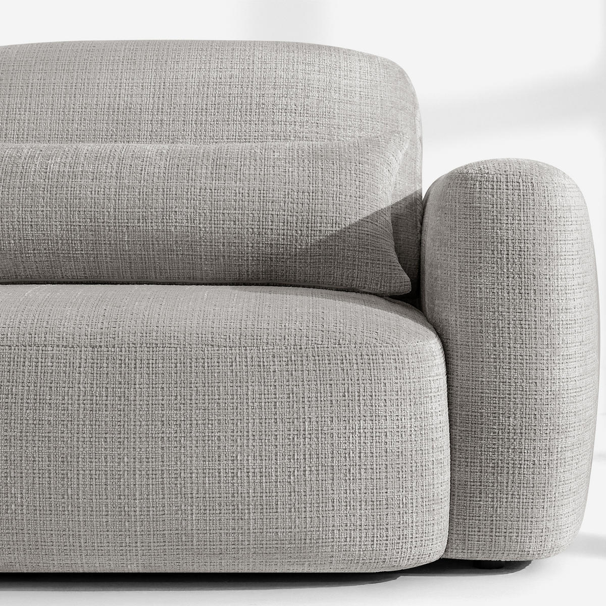 ECKSOFA links ELOSA - Hellgrau, Holz/Textil (245/165cm) - KONSIMO®