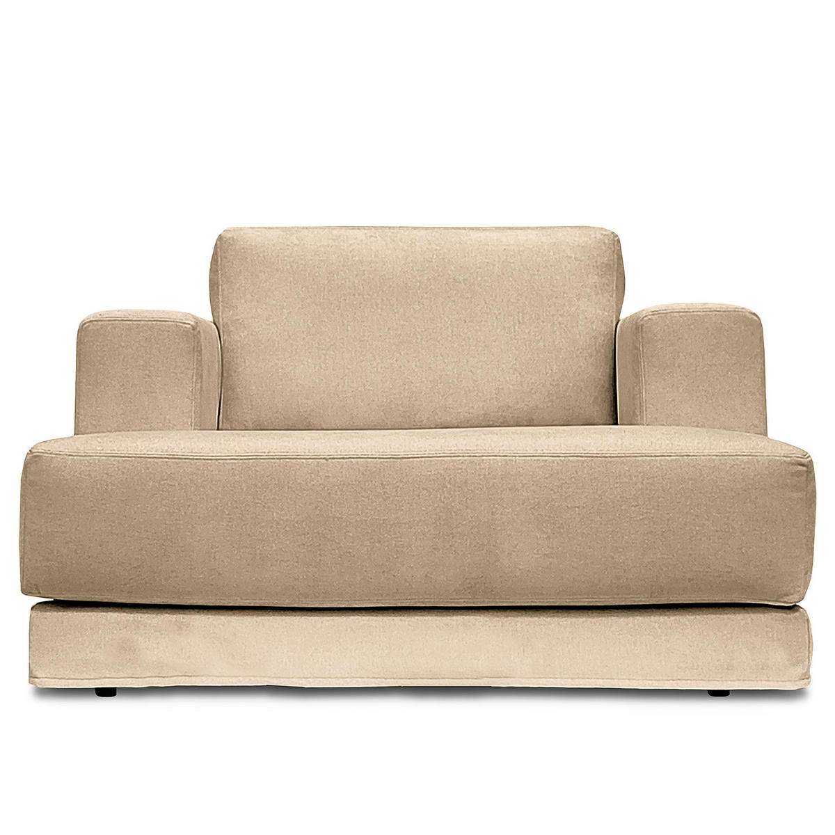XXL-SESSEL mit Wechselbezug - Webstoff - Beige/Schwarz, Holz/Wellpappe (125/63/160cm) - home24