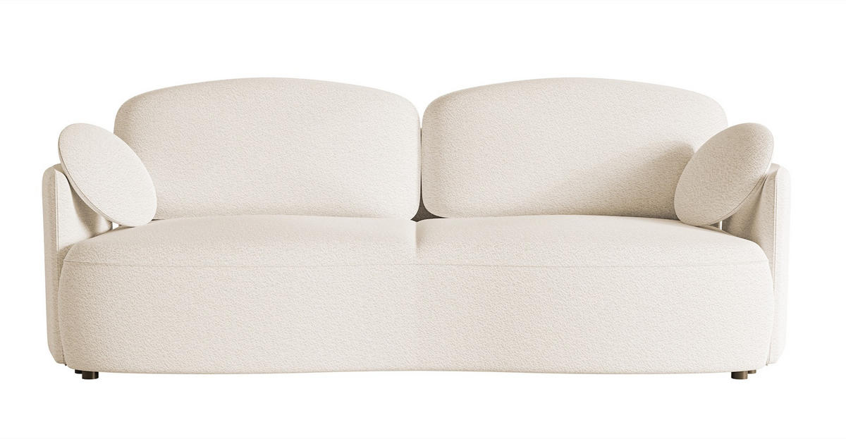 SOFA Raviolo Creme mit Bouclé-Bezug - Creme/Schwarz, Kunststoff/Textil (230/95/103cm) - Selsey