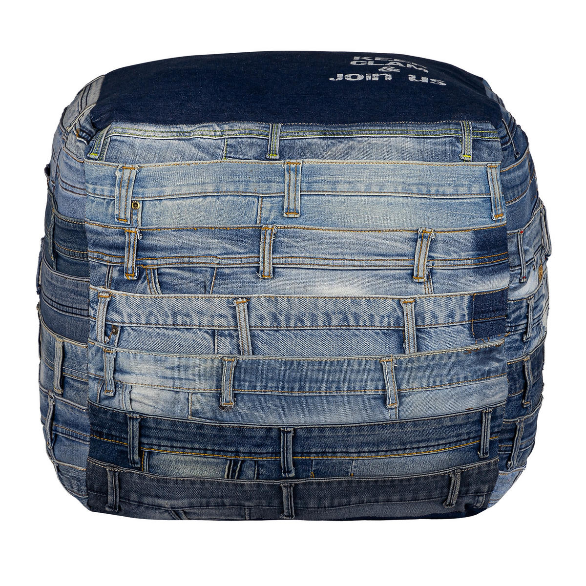SITZPOUF 45x45x45 cm quadratisch Blau aus Jeans Baumwolle Füllung - Blau, Textil (45/45/45cm) - WOMO-DESIGN