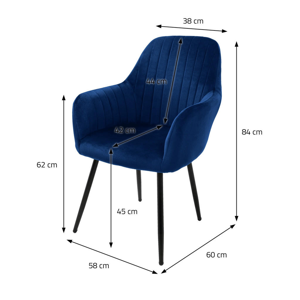 Thumbnail - Ml-Design Stuhl, Blau, Metall, 60x84x58 cm, Esszimmer, Stühle, Esszimmerstühle, Armlehnenstühle