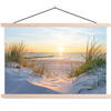 POSTER Strand - Sonne - Düne - Gras - Sand - Horizont 90x60 cm - Hellblau, Textil (90/60/0.15cm) - MuchoWow