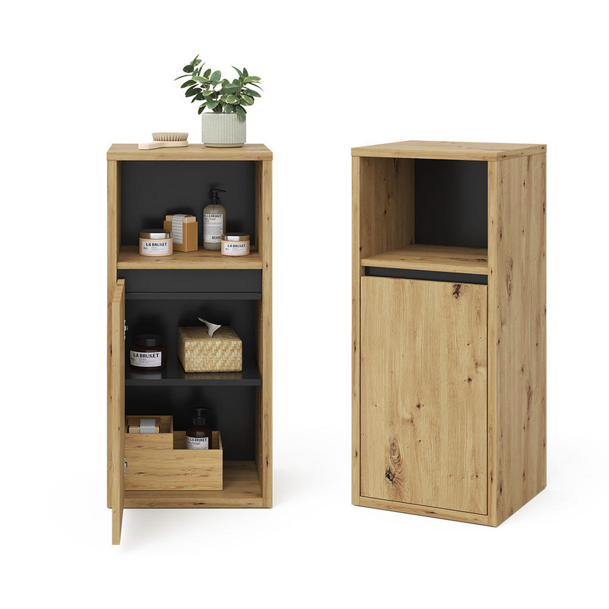 STŘEDNÍ SKŘÍŇKA Viola Řemeslný dub - dub artisan, kompozitní dřevo (38/80/33cm) - Vicco