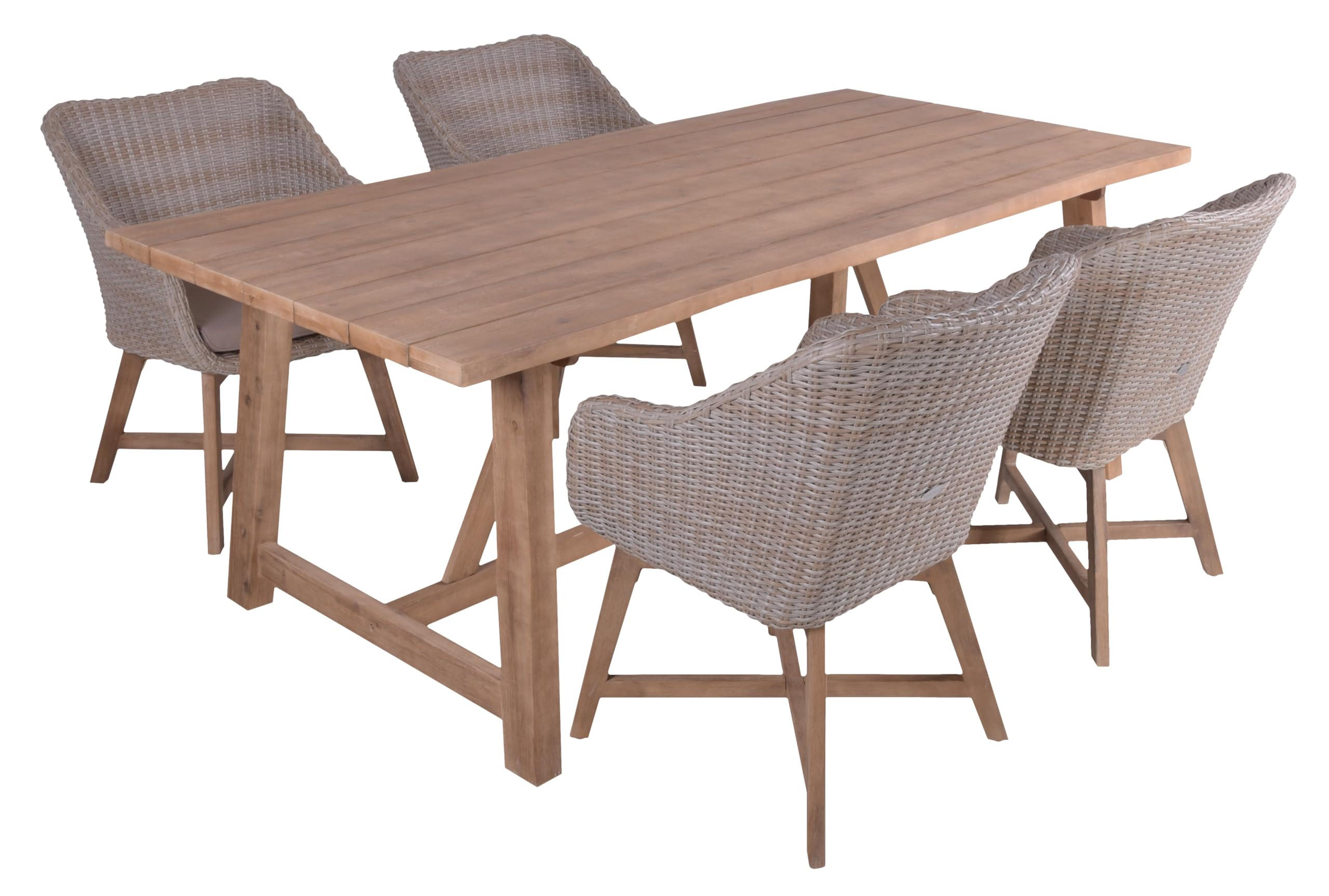 GARTEN-SITZGRUPPE Peer Set 5-teilig Gartenmöbel-Set - Hellbraun, Holz - DELUKE