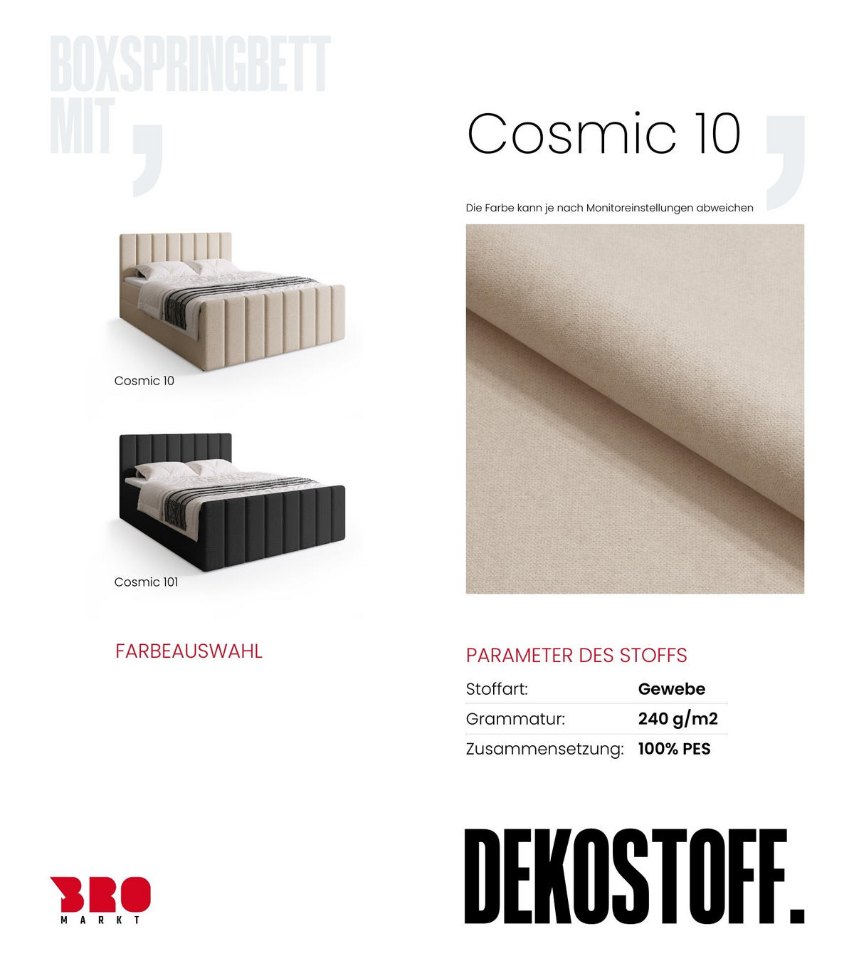 BOXSPRINGBETT Denver DUO mit Topper 160x200 Beige - Beige, Textil (160/200cm) - Bromarkt