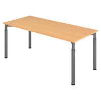 SCHREIBTISCH Serie-Y 80/180/74 cm in Buchefarben/Graphitfarben - Buchefarben/Graphitfarben, Holzwerkstoff (80/180/74cm) - bümö