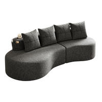 3-SITZER SOFA leinenstoff farbwahl mit getränkehalter & seitentaschen - Dunkelgrau, Textil (240/63/109cm) - Urban Meuble