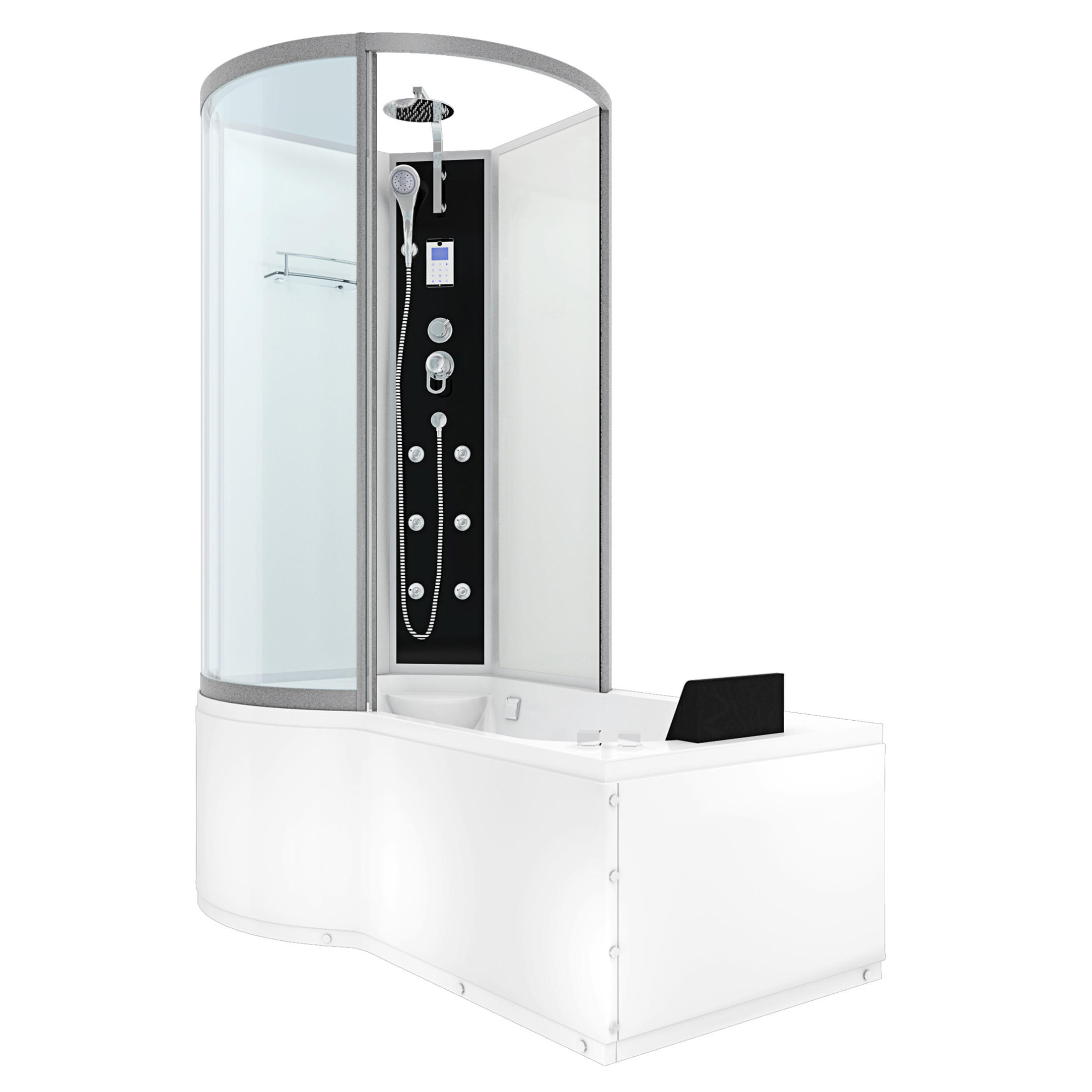 WHIRLPOOL Wanne Duschkabine ws K50-R01-WP-EC 100x1 - Weiß, Glas/Kunststoff (98/225/170cm) - AcquaVapore by Sandra Jentho